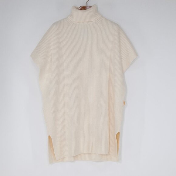 H&M Cream Ribbed Sleeveless Turtleneck Sweater Poncho (Recycled Polyester) - Picture 1 of 4